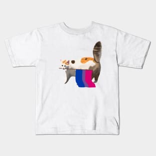 Bi Pride Cat LGBT Queer Community Support Kids T-Shirt